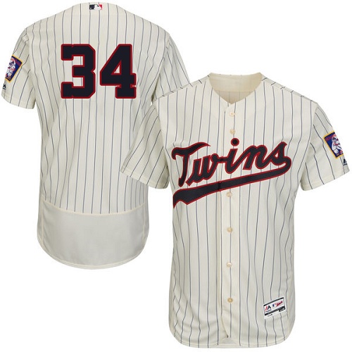 Minnesota Twins #34 Kirby Puckett Cream Strip Flexbase Authentic Collection Stitched Jersey Men's cheap jerseys for sale - CheapJerseys.Shop