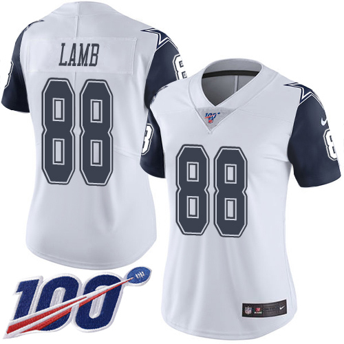 Cowboys #88 CeeDee Lamb White Women's Stitched Limited Rush 100th Season Jersey cheap jerseys for sale - CheapJerseys.Shop