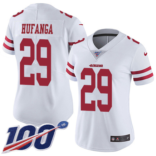 49ers #29 Talanoa Hufanga White Women's Stitched 100th Season Vapor Limited Jersey cheap jerseys for sale - CheapJerseys.Shop