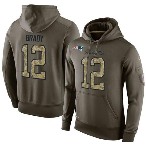 Men's New England Patriots #12 Tom Brady Stitched Green Olive Salute To Service KO Performance Hoodie cheap jerseys for sale - CheapJerseys.Shop