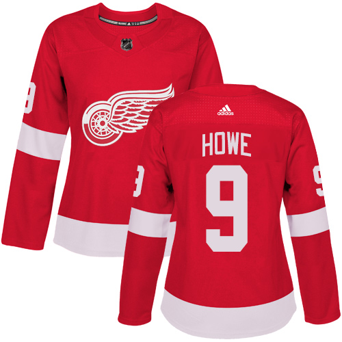 Detroit Red Wings #9 Gordie Howe Red Home Authentic Women's Stitched Jersey Womens cheap jerseys for sale - CheapJerseys.Shop