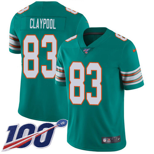 Dolphins #83 Chase Claypool Aqua Green Alternate Men's Stitched 100th Season Vapor Untouchable Limited Jersey cheap jerseys for sale - CheapJerseys.Shop