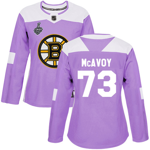 Boston Bruins #73 Charlie McAvoy Purple Authentic Fights Cancer Stanley Cup Final Bound Women's Stitched Jersey Womens cheap jerseys for sale - CheapJerseys.Shop