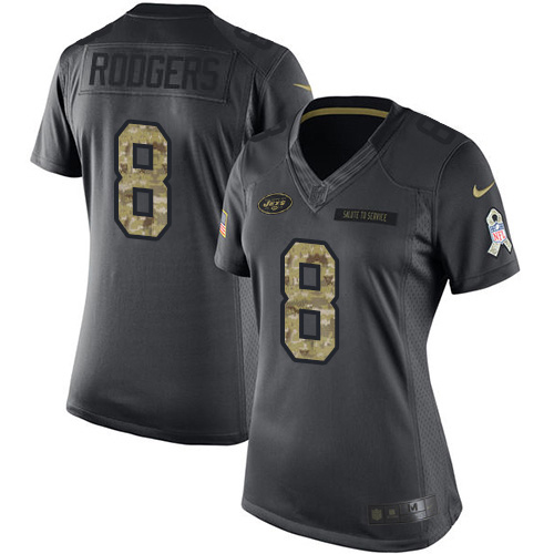 Jets #8 Aaron Rodgers Black Women's Stitched Limited 2016 Salute To Service Jersey cheap jerseys for sale - CheapJerseys.Shop