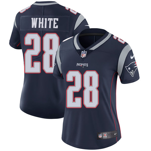 New England Patriots #28 James White Navy Blue Team Color Women's Stitched Vapor Untouchable Limited Jersey Womens cheap jerseys for sale - CheapJerseys.Shop