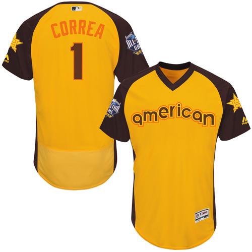 Houston Astros #1 Carlos Correa Gold Flexbase Authentic Collection 2016 All-Star American League Stitched Jersey Men's cheap jerseys for sale - CheapJerseys.Shop