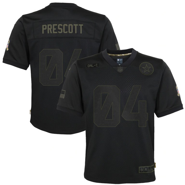 Dallas Cowboys #4 Dak Prescott Youth 2020 Salute To Service Game Jersey Black cheap jerseys for sale - CheapJerseys.Shop