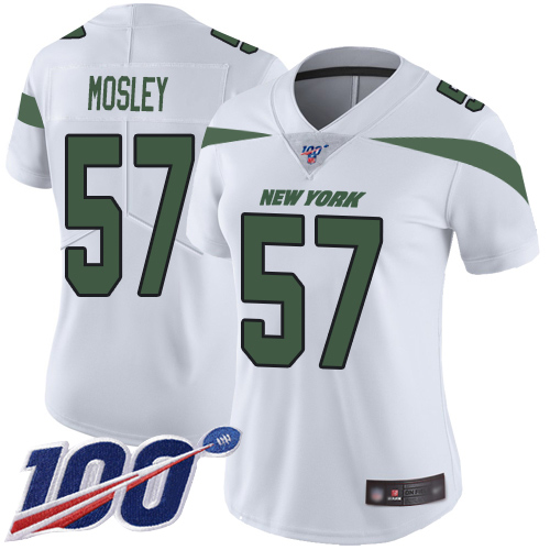 Jets #57 C.J. Mosley White Women's Stitched 100th Season Vapor Limited Jersey cheap jerseys for sale - CheapJerseys.Shop