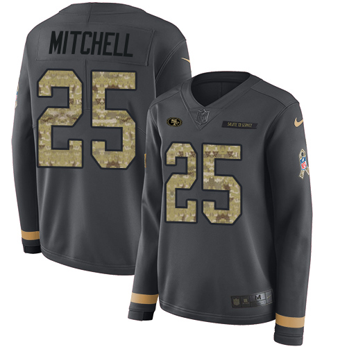 49ers #25 Elijah Mitchell Anthracite Salute To Service Women's Stitched Limited Therma Long Sleeve Jersey cheap jerseys for sale - CheapJerseys.Shop