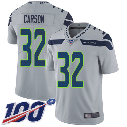 Seattle Seahawks #32 Chris Carson Grey Alternate Men's Stitched 100th Season Vapor Limited Jersey Men's cheap jerseys for sale - CheapJerseys.Shop