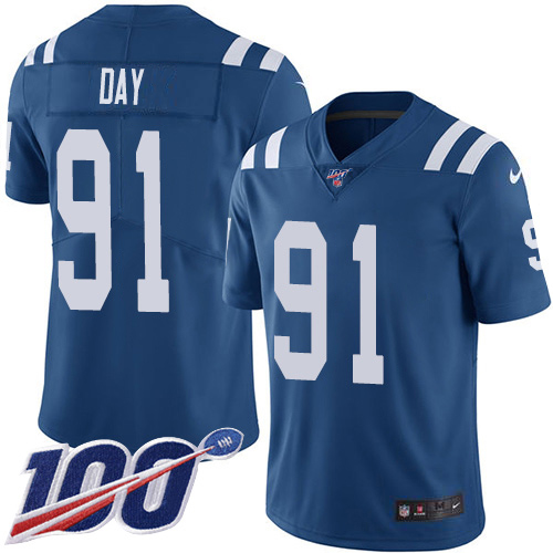 Indianapolis Colts #91 Sheldon Day Royal Blue Team Color Men's Stitched 100th Season Vapor Untouchable Limited Jersey Men's cheap jerseys for sale - CheapJerseys.Shop