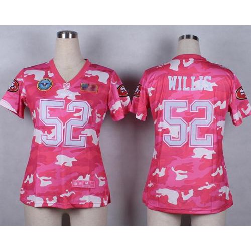 San Francisco 49ers #52 Patrick Willis Pink Women's Stitched Elite Camo Fashion Jersey Womens cheap jerseys for sale - CheapJerseys.Shop