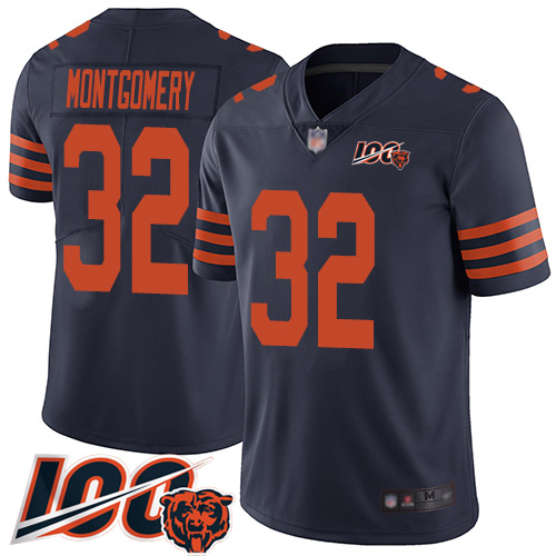 Chicago Bears #32 David Montgomery Navy Blue Alternate Men's Stitched 100th Season Vapor Limited Jersey Men's cheap jerseys for sale - CheapJerseys.Shop