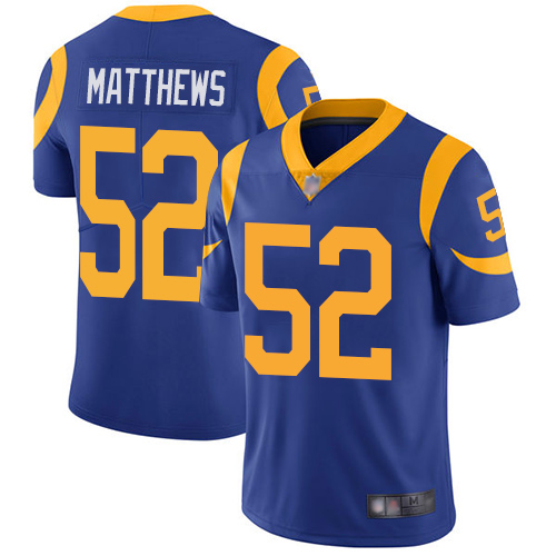 Los Angeles Rams #52 Clay Matthews Royal Blue Alternate Men's Stitched Vapor Untouchable Limited Jersey Men's cheap jerseys for sale - CheapJerseys.Shop