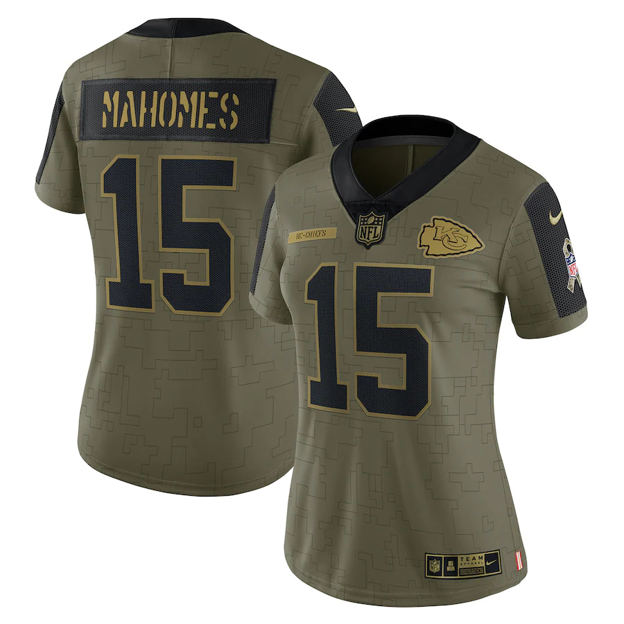 Kansas City Chiefs #15 Patrick Mahomes Olive Women's 2021 Salute To Service Limited Player Jersey cheap jerseys for sale - CheapJerseys.Shop