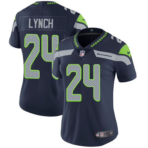 Seattle Seahawks #24 Marshawn Lynch Steel Blue Team Color Women's Stitched Vapor Untouchable Limited Jersey Womens cheap jerseys for sale - CheapJerseys.Shop