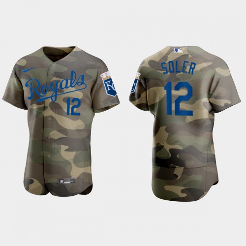 Kansas City Kansas City Royals #12 Jorge Soler Men's 2021 Armed Forces Day Authentic Jersey -Camo Men's cheap jerseys for sale - CheapJerseys.Shop