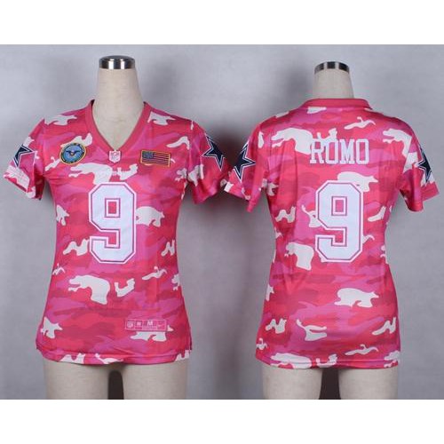 Dallas Cowboys #9 Tony Romo Pink Women's Stitched Elite Camo Fashion Jersey Womens cheap jerseys for sale - CheapJerseys.Shop