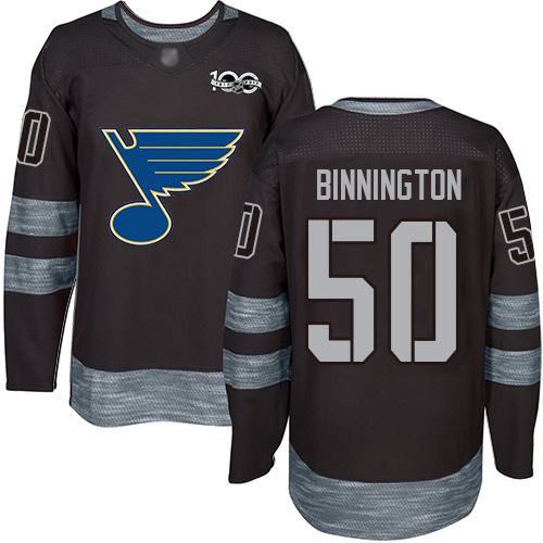 St. Louis Blues #50 Jordan Binnington Black 1917-2017 100th Anniversary Stitched Jersey Men's cheap jerseys for sale - CheapJerseys.Shop