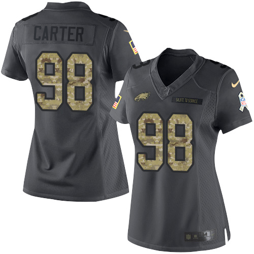 Eagles #98 Jalen Carter Black Women's Stitched Limited 2016 Salute To Service Jersey cheap jerseys for sale - CheapJerseys.Shop