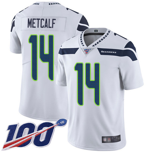 Seahawks #14 D.K. Metcalf White Men's Stitched 100th Season Vapor Limited Jersey cheap jerseys for sale - CheapJerseys.Shop