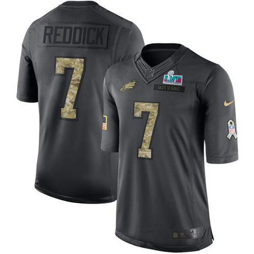Eagles #7 Haason Reddick Black Super Bowl LVII Patch Men's Stitched Limited 2016 Salute To Service Jersey cheap jerseys for sale - CheapJerseys.Shop