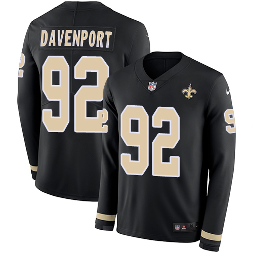 New Orleans Saints #92 Marcus Davenport Black Team Color Men's Stitched Limited Therma Long Sleeve Jersey Men's cheap jerseys for sale - CheapJerseys.Shop