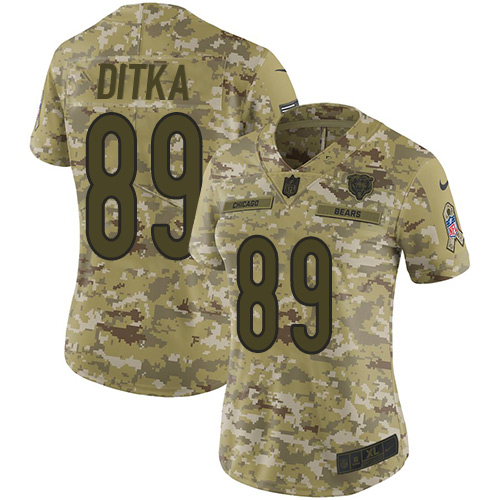 Bears #89 Mike Ditka Camo Women's Stitched Limited 2018 Salute To Service Jersey cheap jerseys for sale - CheapJerseys.Shop