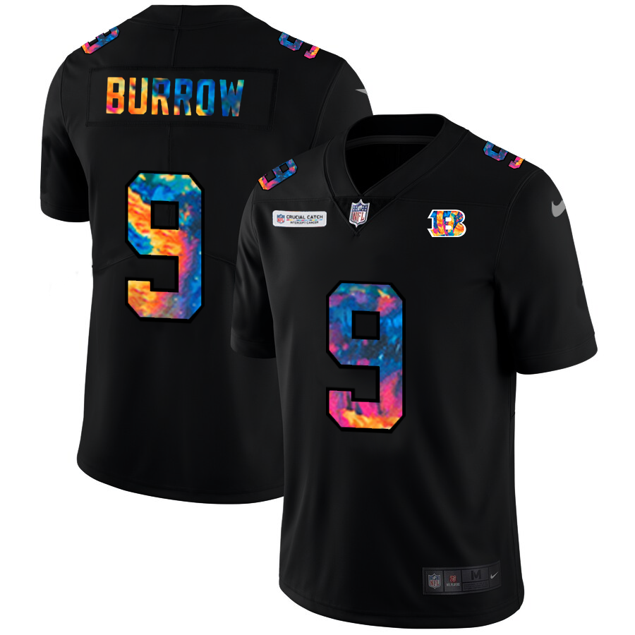 Cincinnati Bengals #9 Joe Burrow Men's Multi-Color Black 2020 Crucial Catch Vapor Untouchable Limited Jersey cheap jerseys for sale - CheapJerseys.Shop