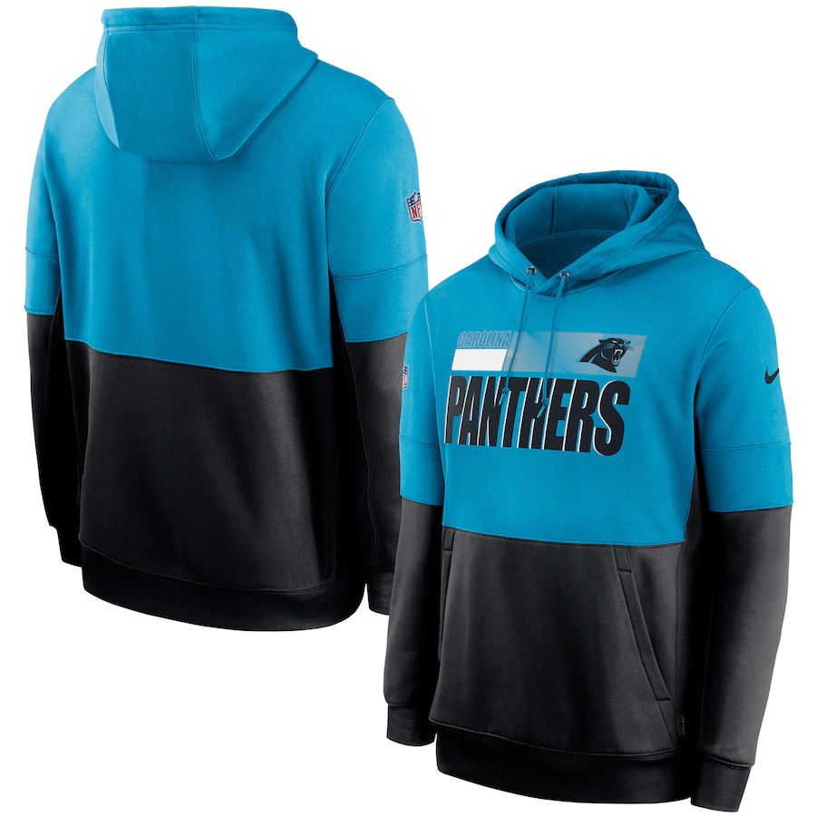 Carolina Panthers Sideline Impact Lockup Performance Pullover Hoodie Blue Black cheap jerseys for sale - CheapJerseys.Shop