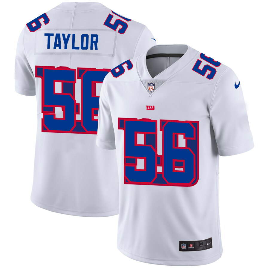 New York Giants #56 Lawrence Taylor White Men's Team Logo Dual Overlap Limited Jersey cheap jerseys for sale - CheapJerseys.Shop