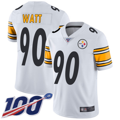 Steelers #90 T. J. Watt White Youth Stitched 100th Season Vapor Limited Jersey cheap jerseys for sale - CheapJerseys.Shop