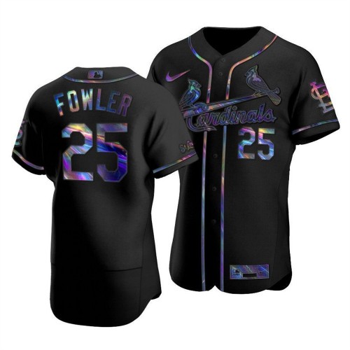 St. Louis St.Louis Cardinals #25 Dexter Fowler Men's Iridescent Holographic Collection Jersey - Black Men's cheap jerseys for sale - CheapJerseys.Shop
