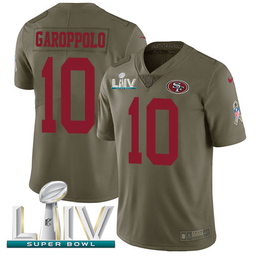 49ers #10 Jimmy Garoppolo Olive Super Bowl LIV 2020 Youth Stitched Limited 2017 Salute To Service Jersey cheap jerseys for sale - CheapJerseys.Shop