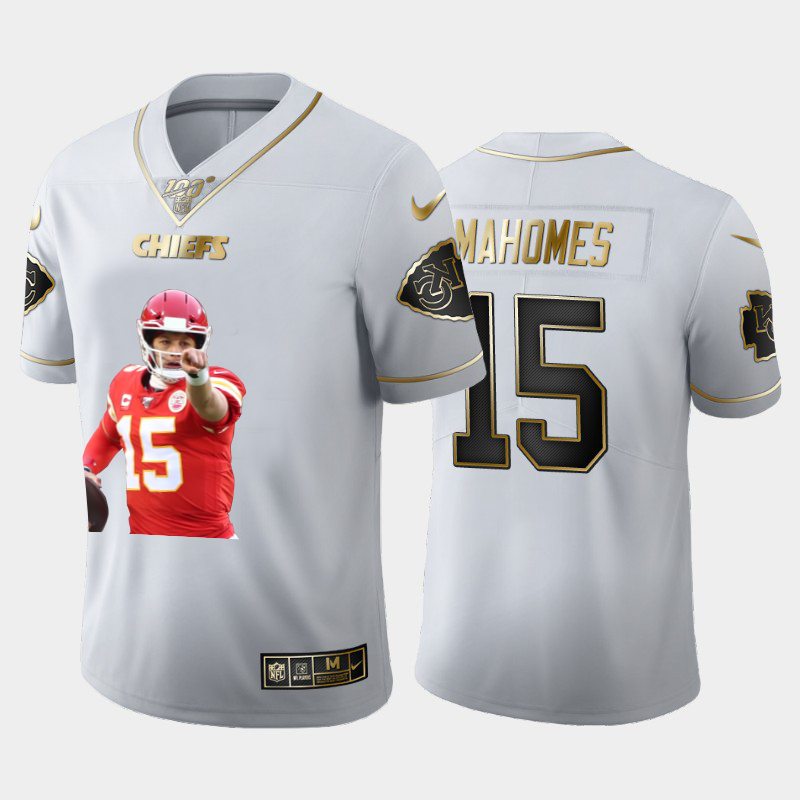 Kansas City Chiefs #15 Patrick Mahomes Team Hero 2 Vapor Limited 100 Jersey White Golden cheap jerseys for sale - CheapJerseys.Shop