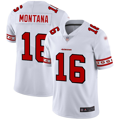 49ers #16 Joe Montana White Men's Stitched Limited Team Logo Fashion Jersey cheap jerseys for sale - CheapJerseys.Shop