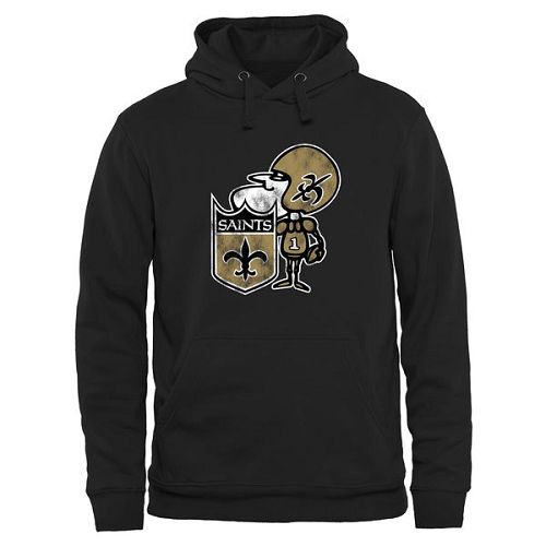 Men's New Orleans Saints Pro Line Black Throwback Logo Pullover Hoodie cheap jerseys for sale - CheapJerseys.Shop