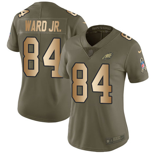 Philadelphia Eagles #84 Greg Ward Jr. Olive/Gold Women's Stitched Limited 2017 Salute To Service Jersey Womens cheap jerseys for sale - CheapJerseys.Shop