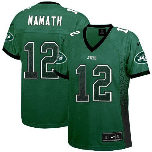 Jets #12 Joe Namath Green Team Color Women's Stitched Elite Drift Fashion Jersey cheap jerseys for sale - CheapJerseys.Shop