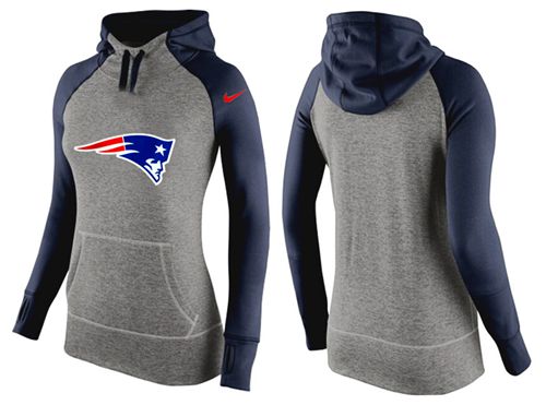 Women's New England Patriots Performance Hoodie Grey & Dark Blue_2 cheap jerseys for sale - CheapJerseys.Shop