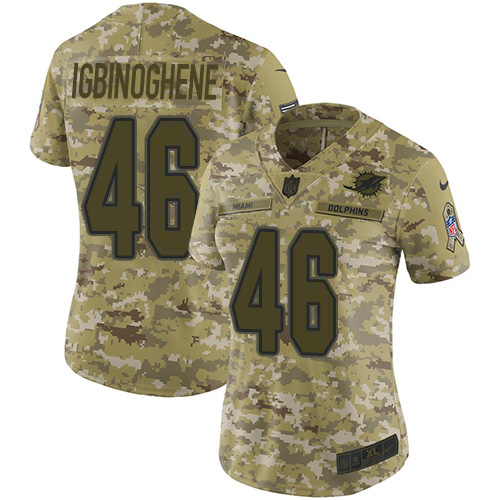 Miami Dolphins #46 Noah Igbinoghene Camo Women's Stitched Limited 2018 Salute To Service Jersey Womens cheap jerseys for sale - CheapJerseys.Shop