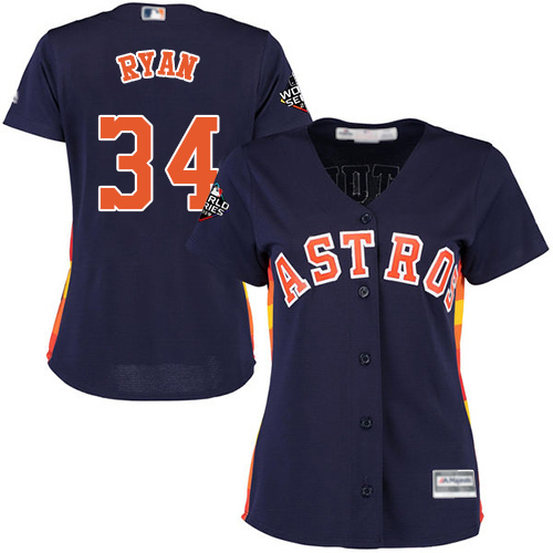 Houston Astros #34 Nolan Ryan Navy Blue Alternate 2019 World Series Bound Women's Stitched Jersey Womens cheap jerseys for sale - CheapJerseys.Shop
