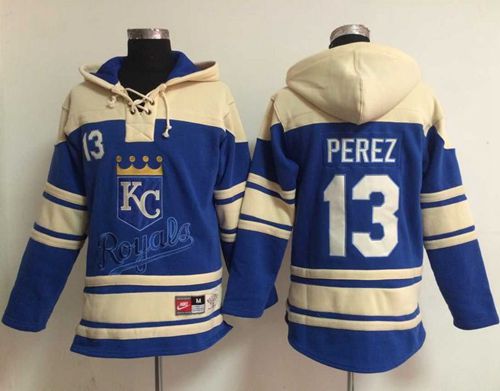 Royals #13 Salvador Perez Light Blue Sawyer Hooded Sweatshirt Hoodie cheap jerseys for sale - CheapJerseys.Shop