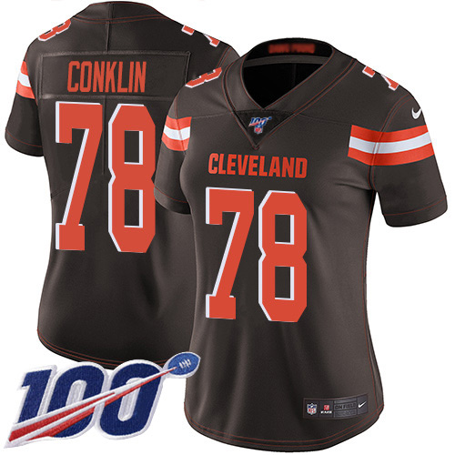 Cleveland Browns #78 Jack Conklin Brown Team Color Women's Stitched 100th Season Vapor Untouchable Limited Jersey Womens cheap jerseys for sale - CheapJerseys.Shop