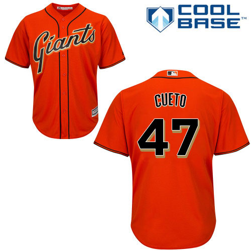 San Francisco Giants #47 Johnny Cueto Orange Alternate Cool Base Stitched Youth Jersey Youth cheap jerseys for sale - CheapJerseys.Shop