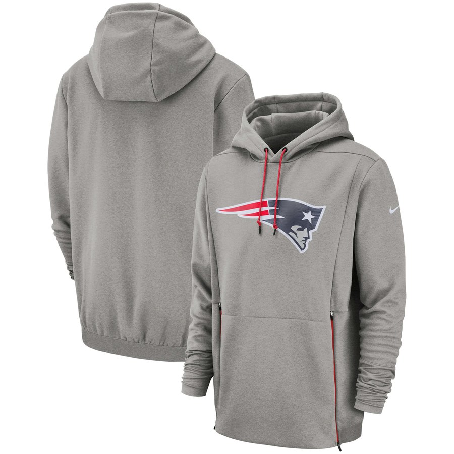 New England Patriots Sideline Performance Player Pullover Hoodie Heathered Gray cheap jerseys for sale - CheapJerseys.Shop