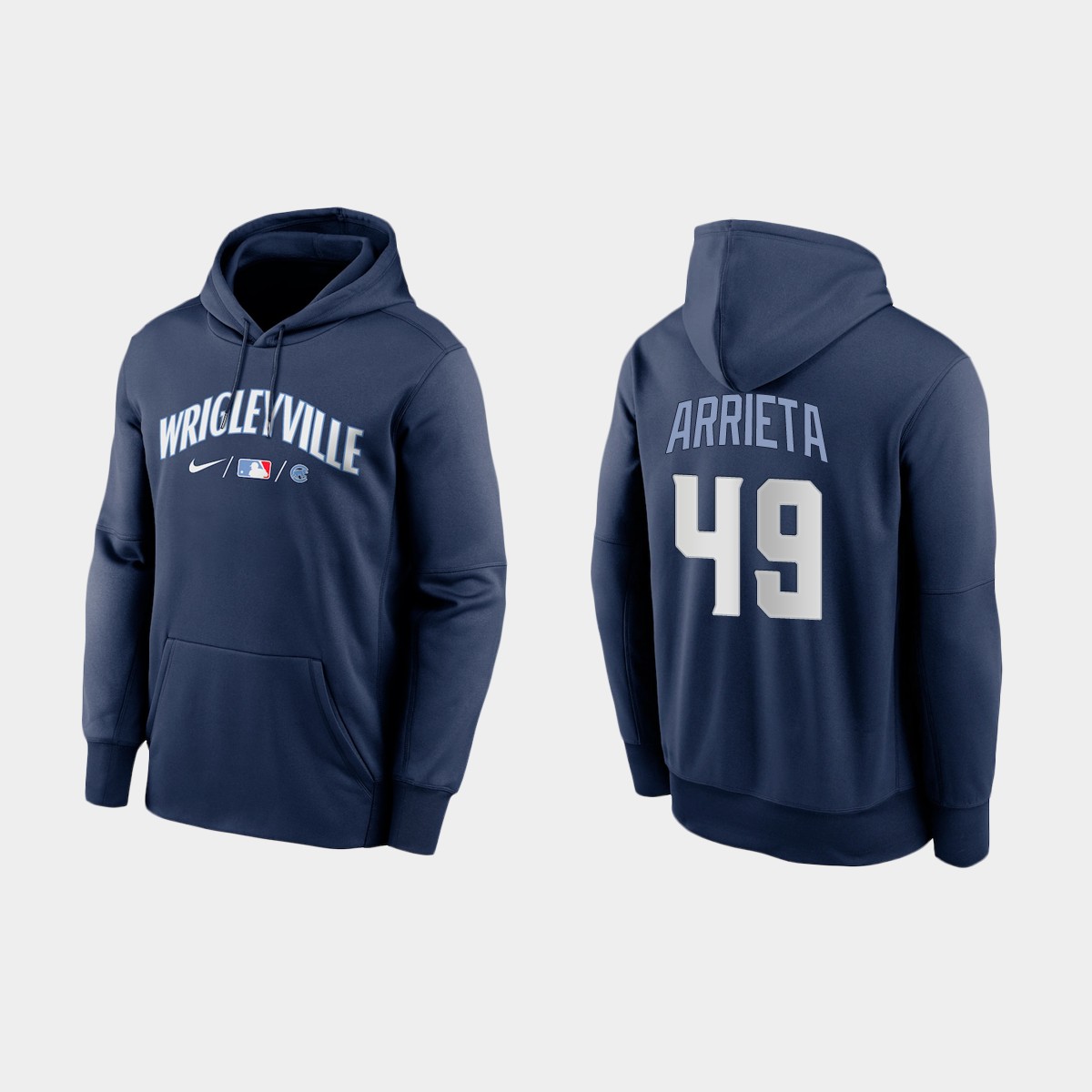 Chicago Cubs #49 Jake Arrieta Men's 2021 City Connect Navy Therma Hoodie cheap jerseys for sale - CheapJerseys.Shop
