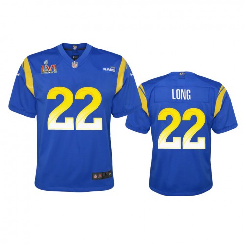 Los Angeles Los Angeles Rams #22 David Long Youth Super Bowl LVI Patch Game Jersey - Royal Youth cheap jerseys for sale - CheapJerseys.Shop