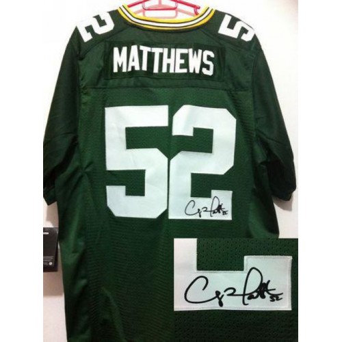 Green Bay Packers #52 Clay Matthews Green Team Color Men's Stitched Elite Autographed Jersey Men's cheap jerseys for sale - CheapJerseys.Shop