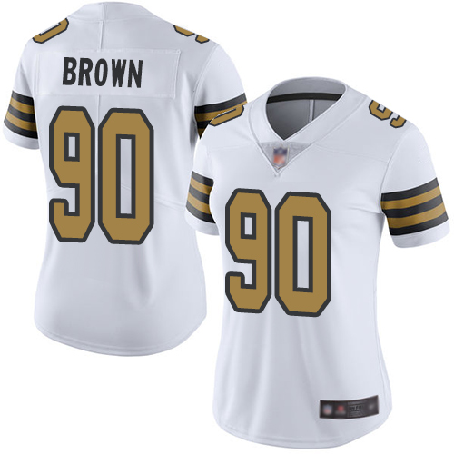 New Orleans Saints #90 Malcom Brown White Women's Stitched Limited Rush Jersey Womens cheap jerseys for sale - CheapJerseys.Shop